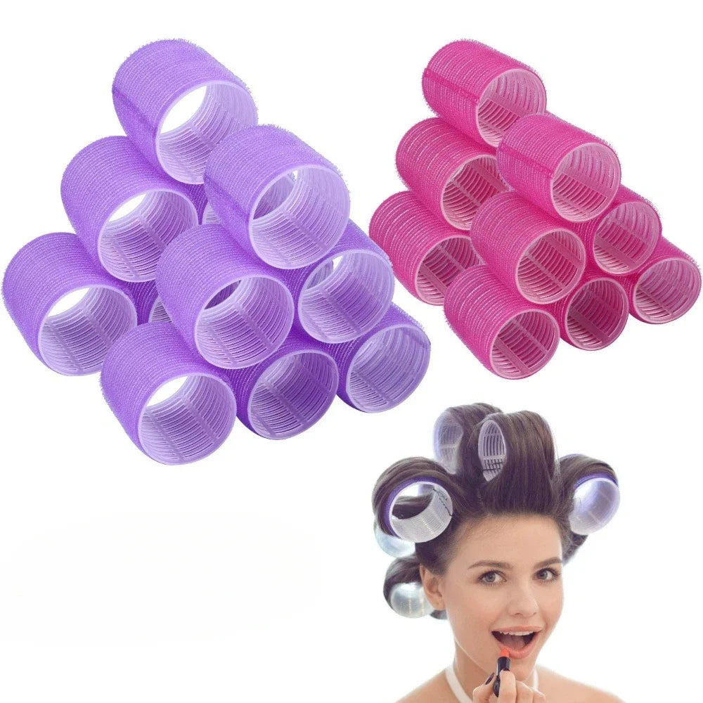 New 6Pcs/Bag Hair Rollers Self Grip Hooks Hair Curlers Heatless Rollers Salon Dressing Curlers Sticky Hair Styling Tools Jumbo