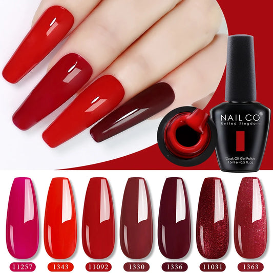 NAILCO Red Colors Series 15ML Nail Gel Polish Nail Supplies Semi Permanent For Nail  Art Manicure Soak Off LED UV Hybrid Varnish