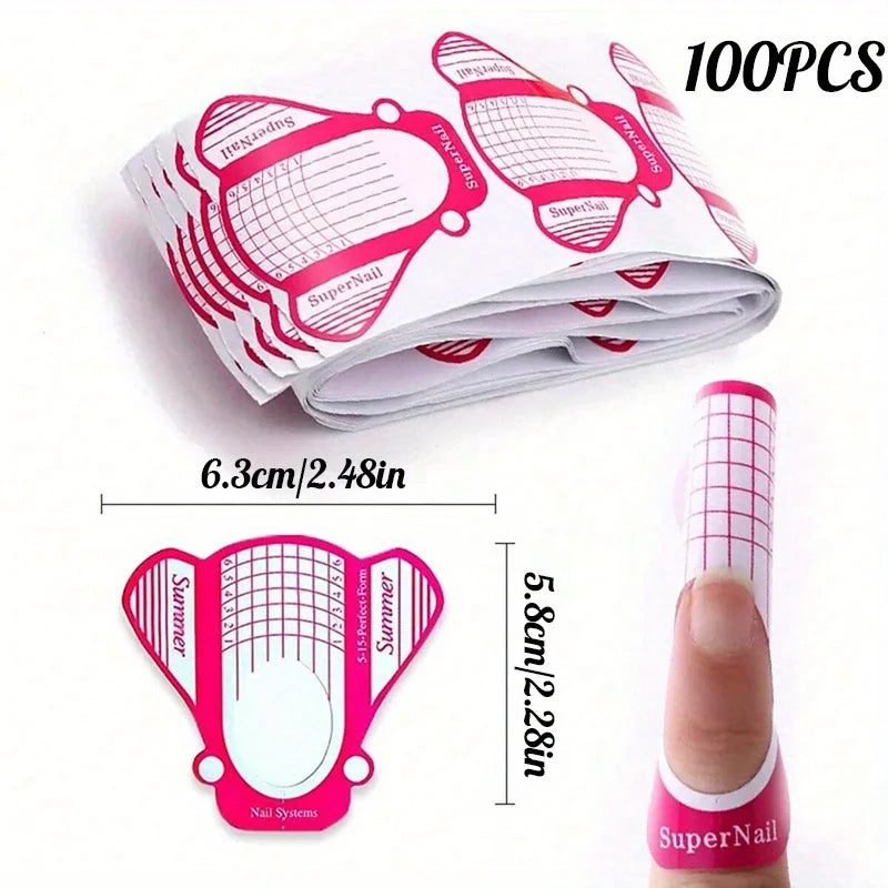 Nails Art UV Gel Tips Extension Builder Form Acrylic French Printed Nail Tip Extension Stencil Stickers for Manicure Tools