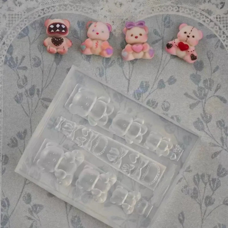 New 1PCS Devil's Flower Nail Art Mold 3D Carving Curved Lily Flower Transparent Nail Art Decorations DIY Silicone Template