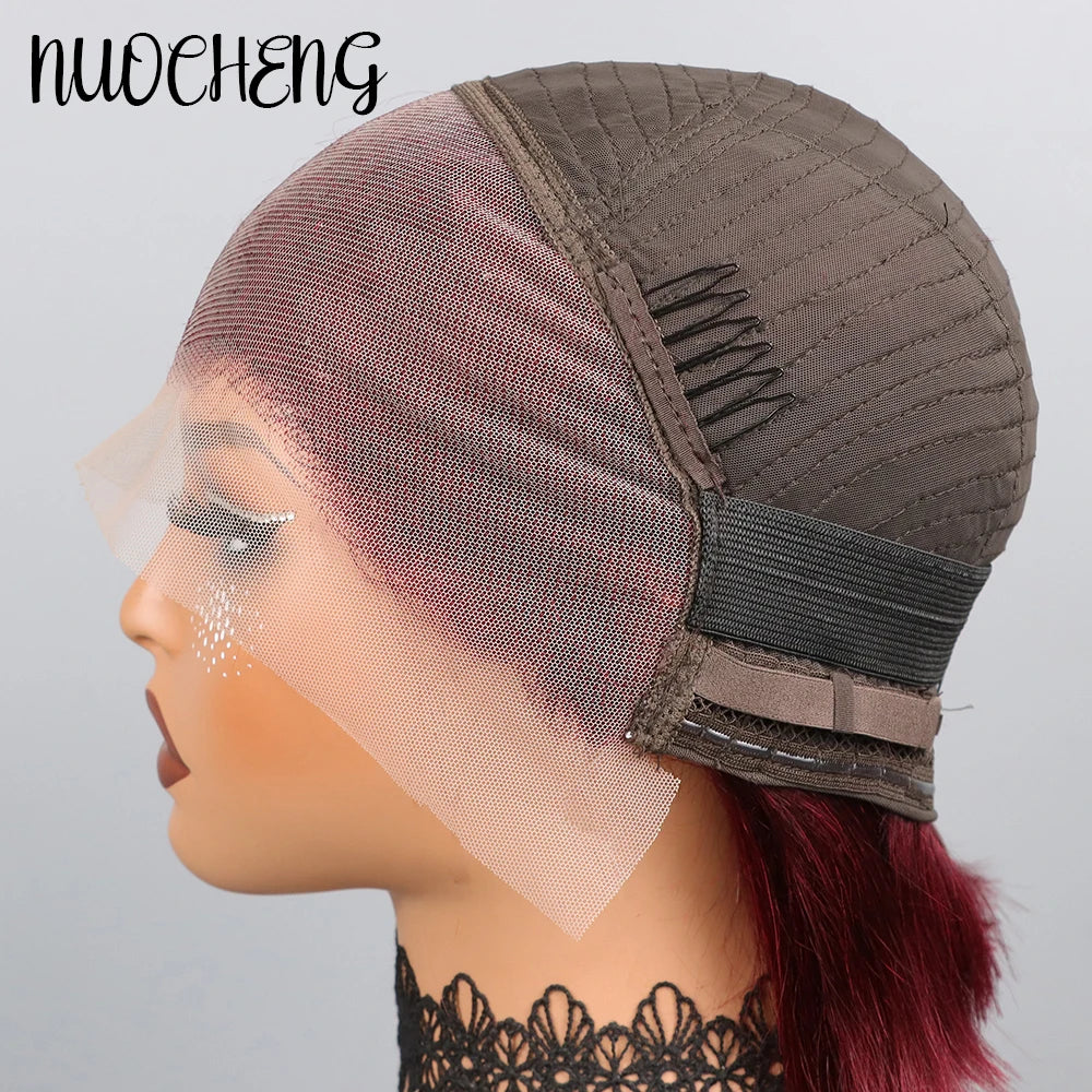 Wine Red 99J Bob Wig - 13x4 HD Lace Front Short Straight Human Hair