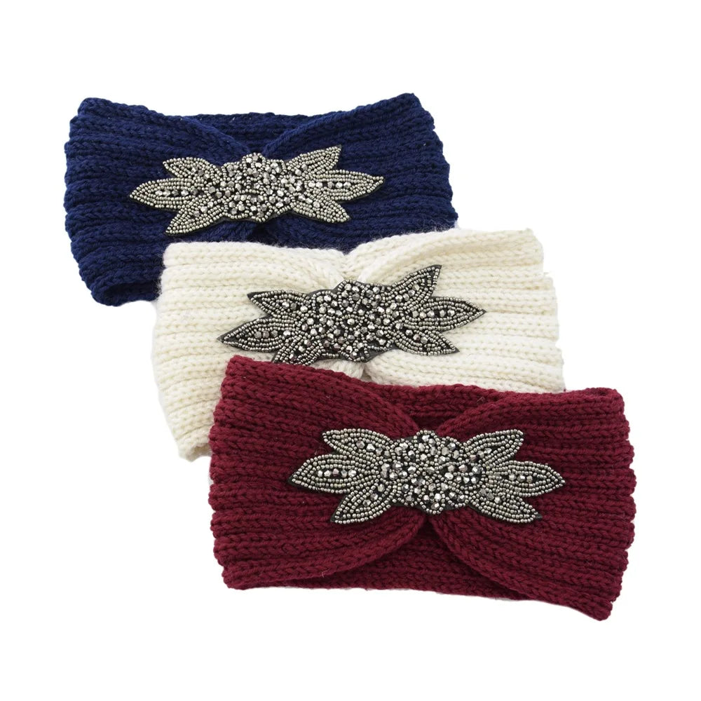 Knitted Rhinestone Butterfly Headband - Fashionable Hair Accessory