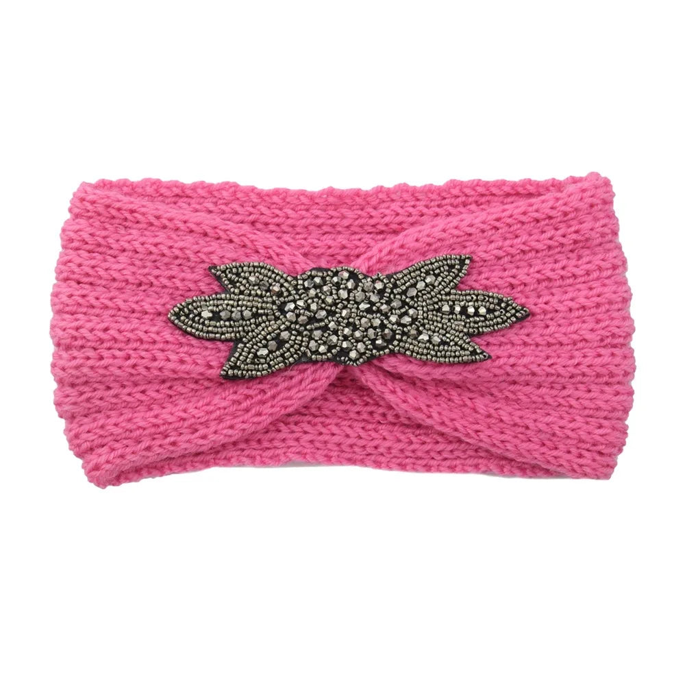 Knitted Rhinestone Butterfly Headband - Fashionable Hair Accessory
