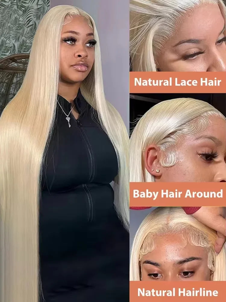 40-50 Inch 613 Blonde Wig - 13x6 HD Lace Front Bone Straight Human Hair