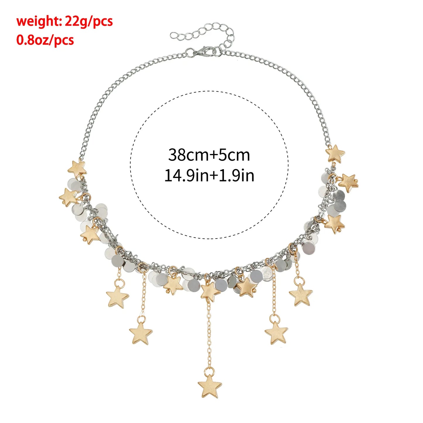 Geometric Multi Star Charm Necklace Women's Luxury Fashion Spicy Girl Style Jewelry Accessories