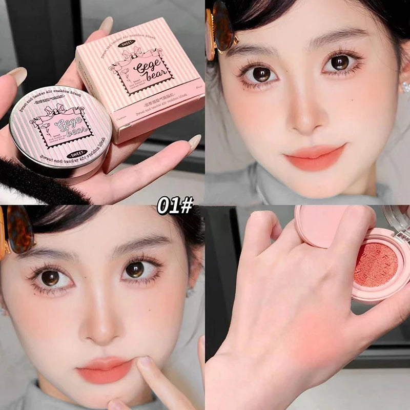 Cute Liquid Blusher Air Cushion Nude Natural Face Brighten Apricot Peach Tint Blush Shading Rouge Rubor Korean Makeup Cosmetics