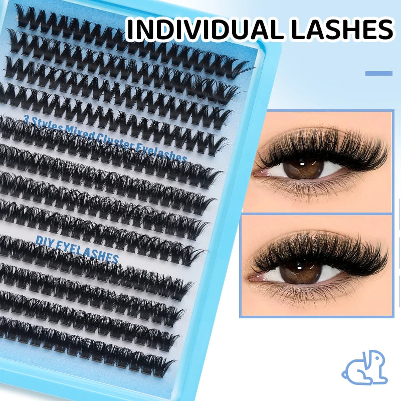 DINGSEN Eyelashes Cluster Soft Individual Lashes Eyelashes Extensions Volume DIY Eyelashes Kit Thick Cluster Eyelash Makeup
