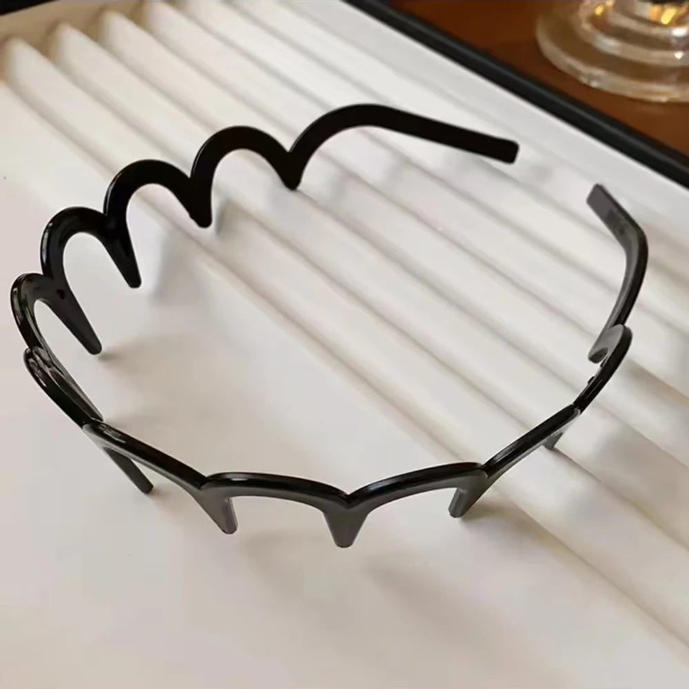 Brown Resin Hairband - Wave Toothed Non-Slip Hair Comb