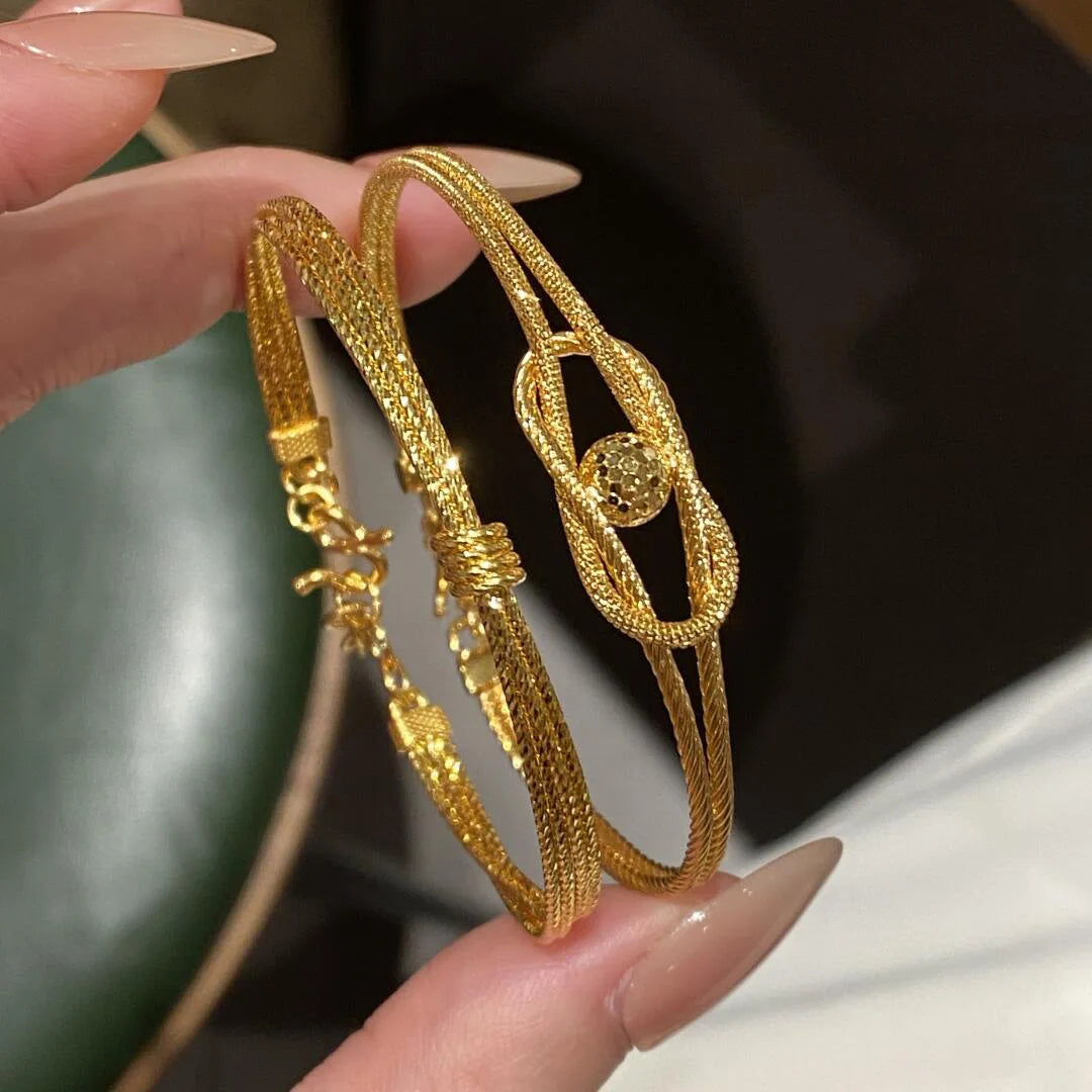 Sparkling exquisite crushed ice ball knot bracelets for women light luxury retro High quality bangles banquet jewelry gifts