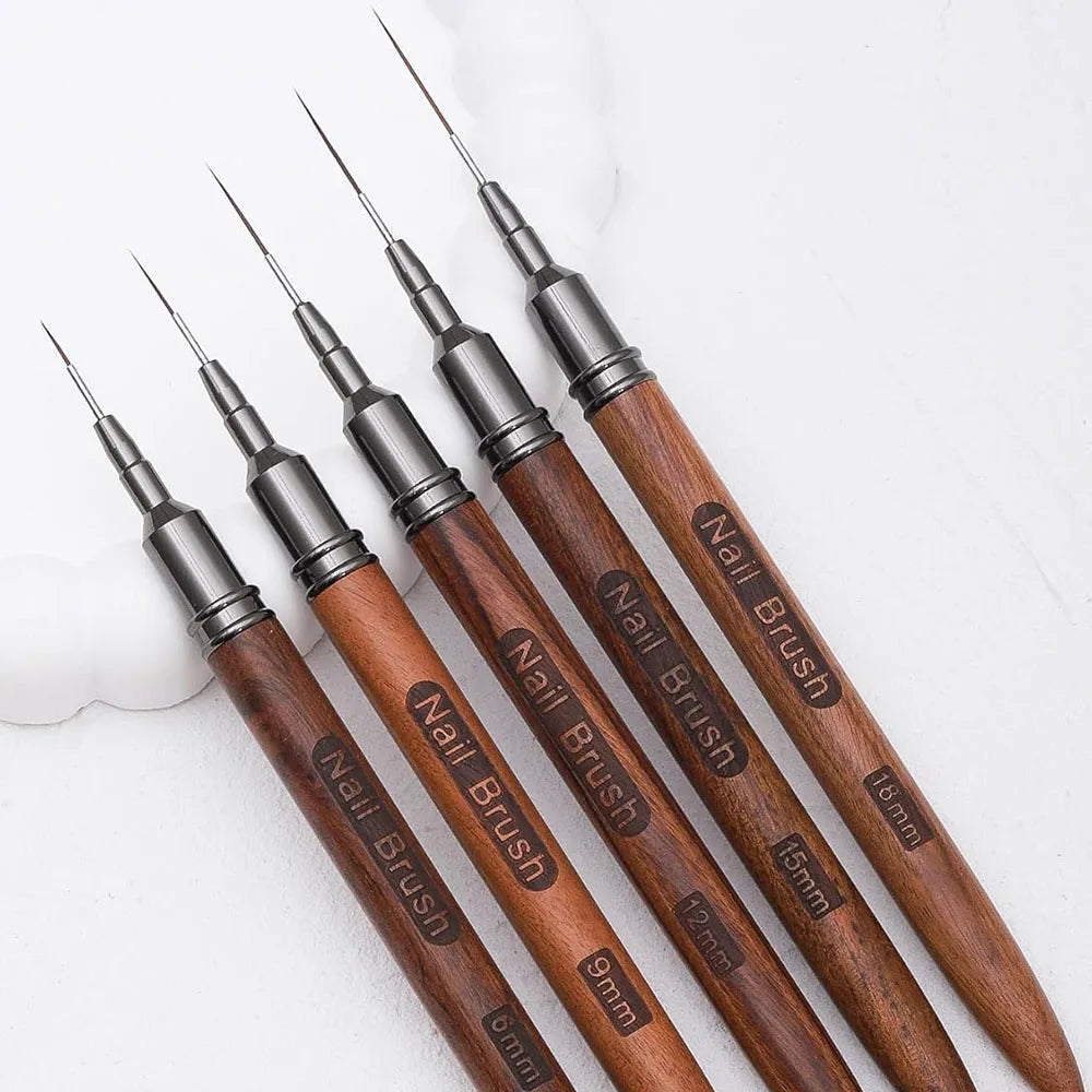 Nail Art Brushes Wood Nail Art Liner Brushes 4/8/12/20/25mm Painting Art Design Brush Super Thin Details Nail Pen Drawing Lines