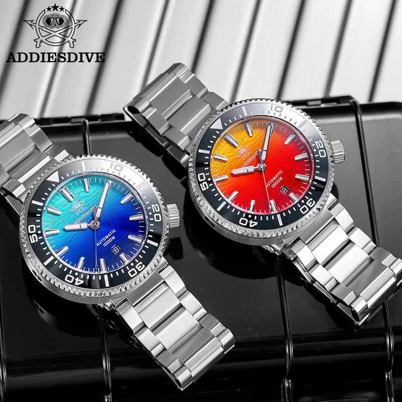 ADDIESDIVE AD2526 Automatic Mechanical Dive Watch Japan 8215 1000M Water Resistant Sapphire Double Dome Ceramic Bezel BGW9