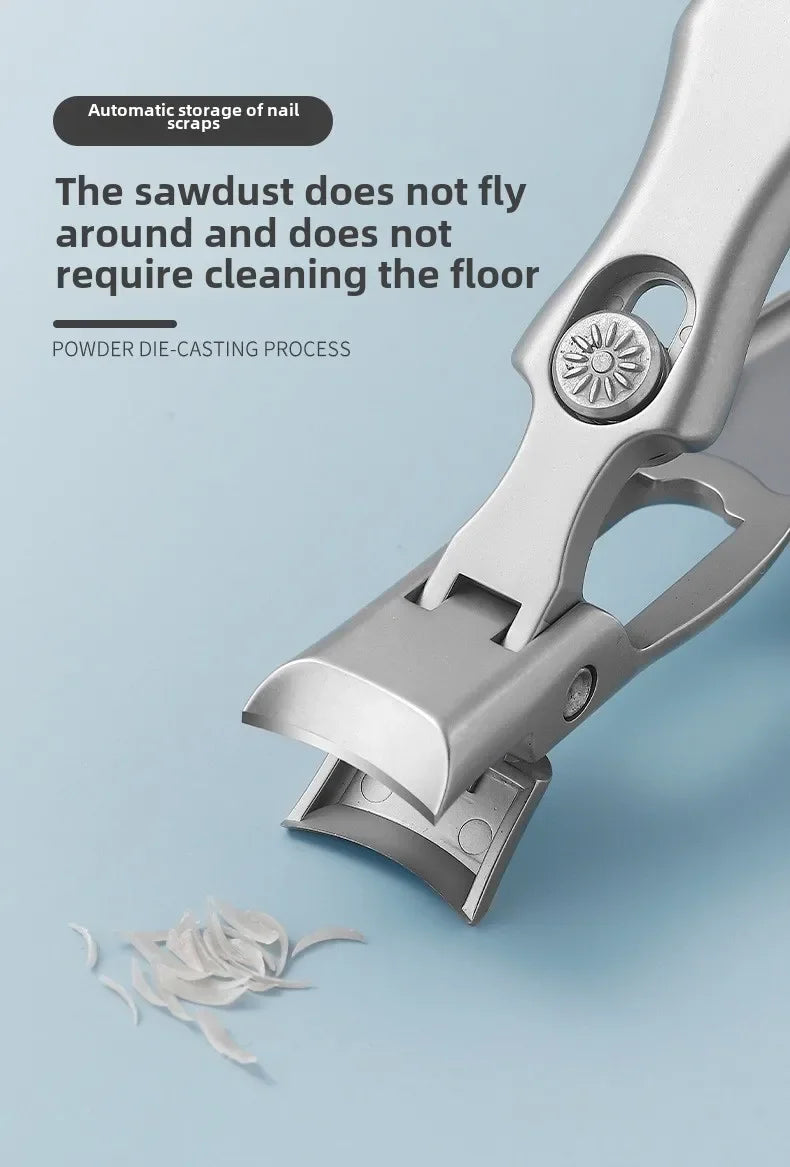 Nail Clippers Stainless Steel Wide Jaw Opening Manicure Fingernail Cutter Thick Hard Ingrown Anti Splash Toenail Scissors tools