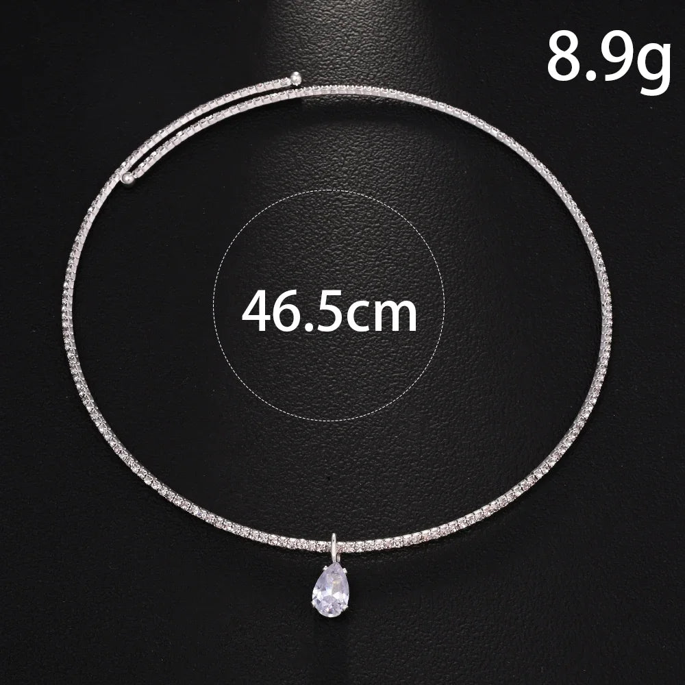Stonefans Water Drop Pendant Choker Necklace Wedding Luxury Rhinestone Accessories Fashion 2025 Charms Jewelry High Quality Gift