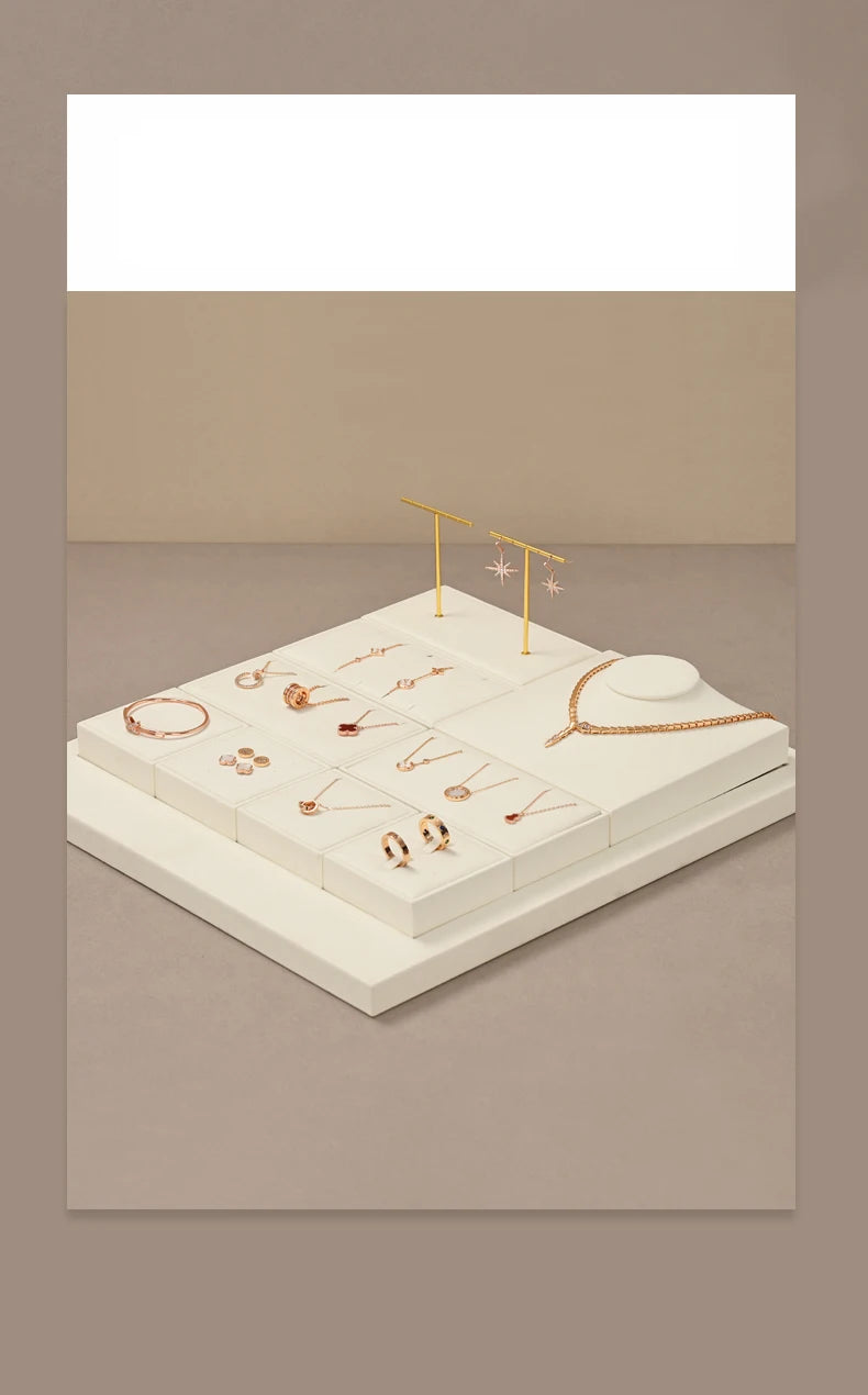 Oirlv Fashion Microfiber Jewelry Display Organizer Props Ring Pendant Necklace Holder Jewelry Rack Display Stand Sets Showcase