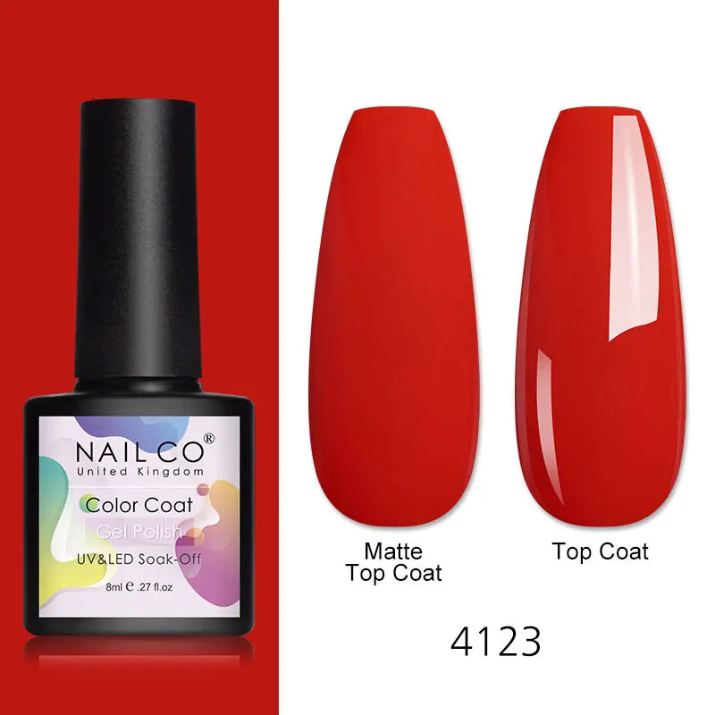 NAILCO 8ml Pink Red Colors Gel Nail Polish Nail Art Varnishes Gel Lacquer Coat LED Nails Manicure Design UV Gel Varnish Soak Off