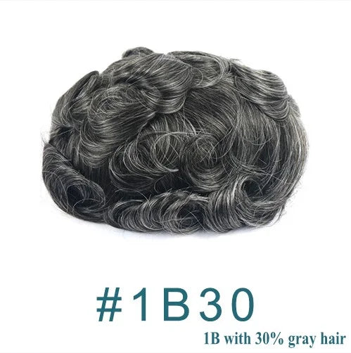 1B20 1B50 Grey Black Hair Breathable Q6 Human Hair Toupee for Men Natural Hairline Bleach Knots Swiss Lace Capillary Prosthesis