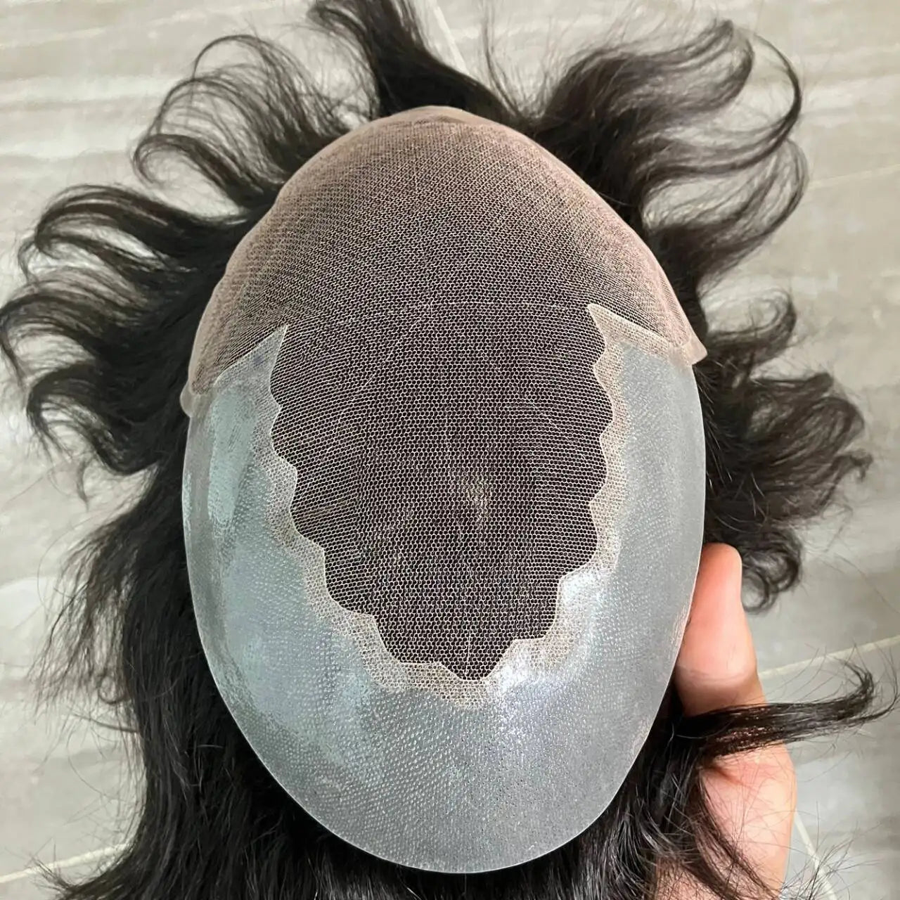 6mm Afro Kinky Curly Men Toupee - Lace & PU Base with Bleached Knots