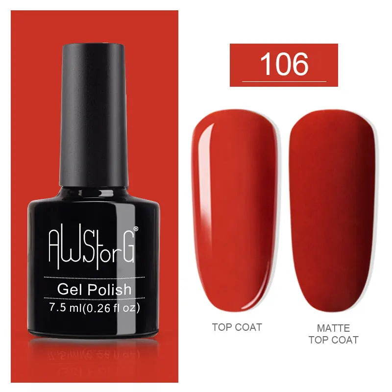 7.5ml Red Glitter Gel Nail Polish Crystal Semi Permanent Soak Off UV Gel Varnish Nail Art Manicure Base Matte Top Coat Vernis