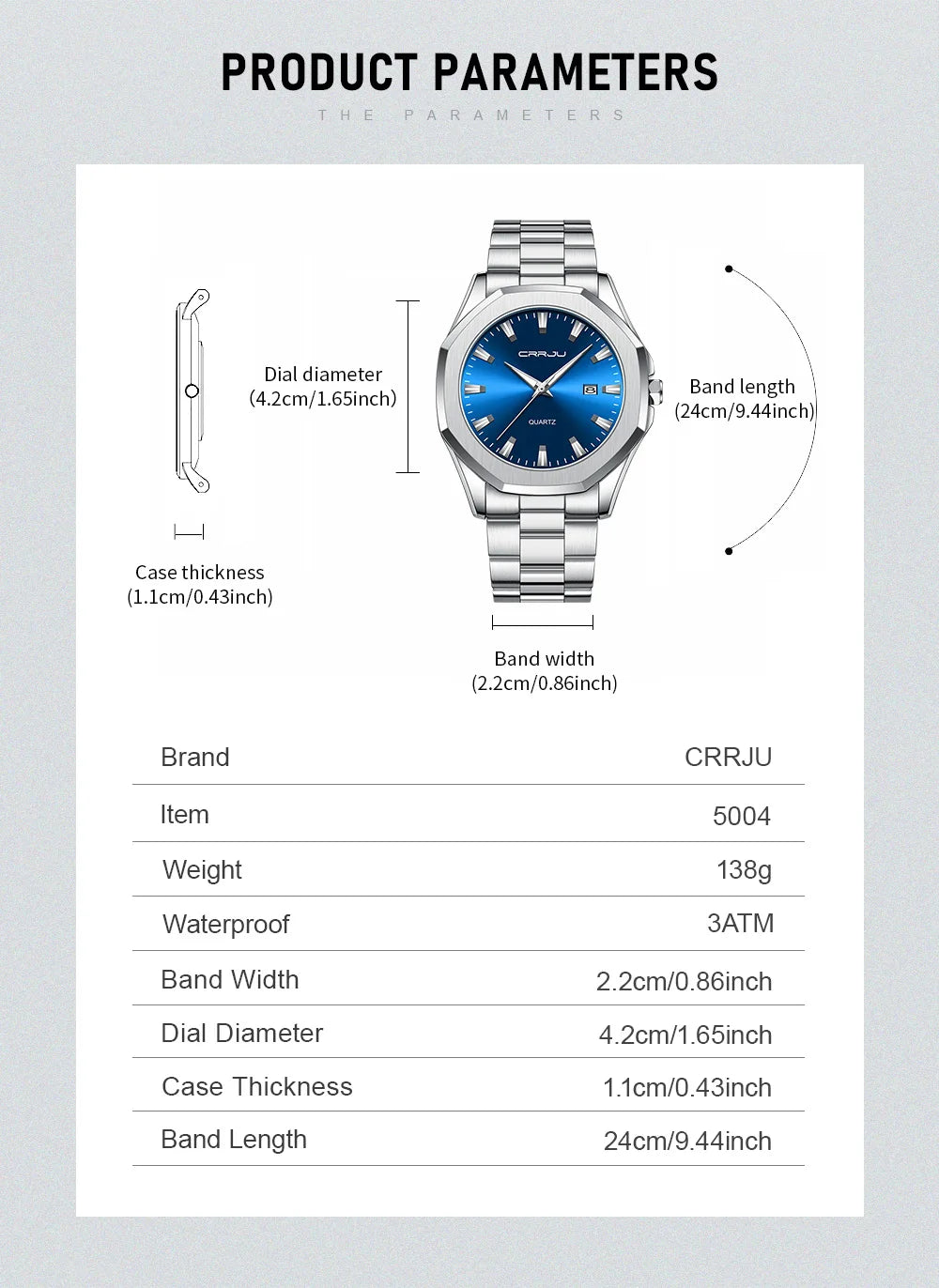 Watches for Men Classic with Date Business Dress Luxury Waterproof Luminous Mens Wrist Watch Analog Stainless Steel Men Watch