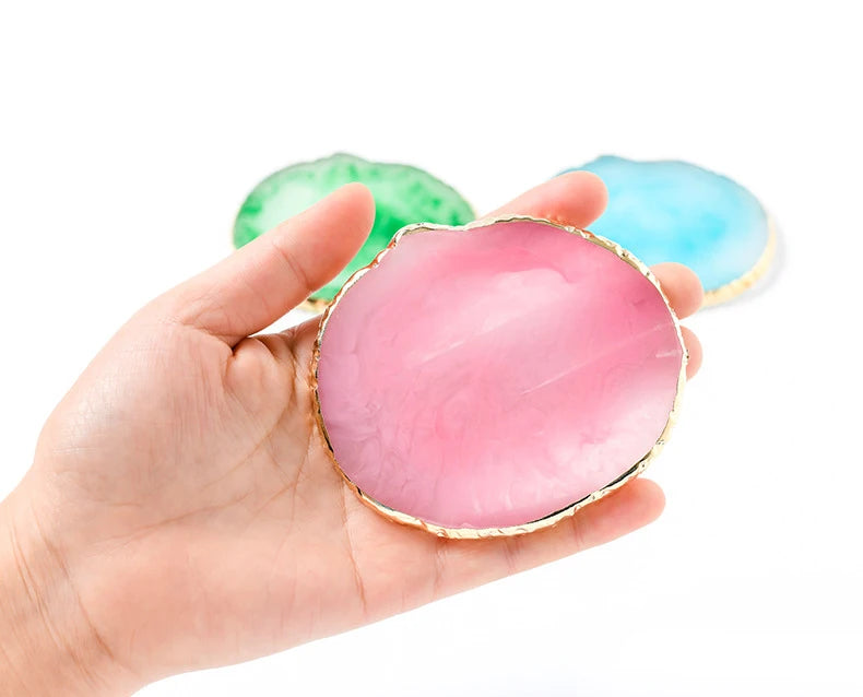 Nail Art Palette False Nail Tips Mixing Color Drawing Pallet Gel Polish Display Shelf Round Resin Agate Stone Manicure Tool