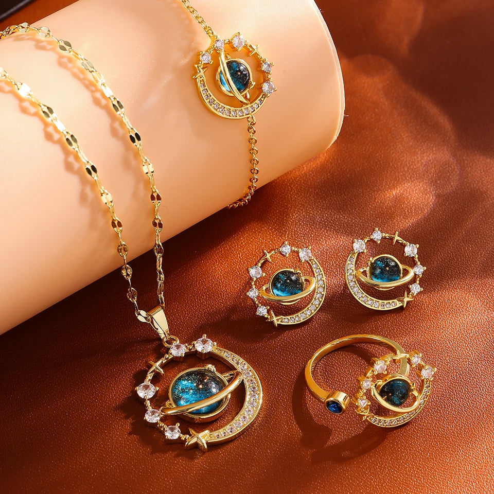 Luxurious High-end Zircon Jewelry Set For Fashionable Jewelry For Daily Travel, Parties, Banquets