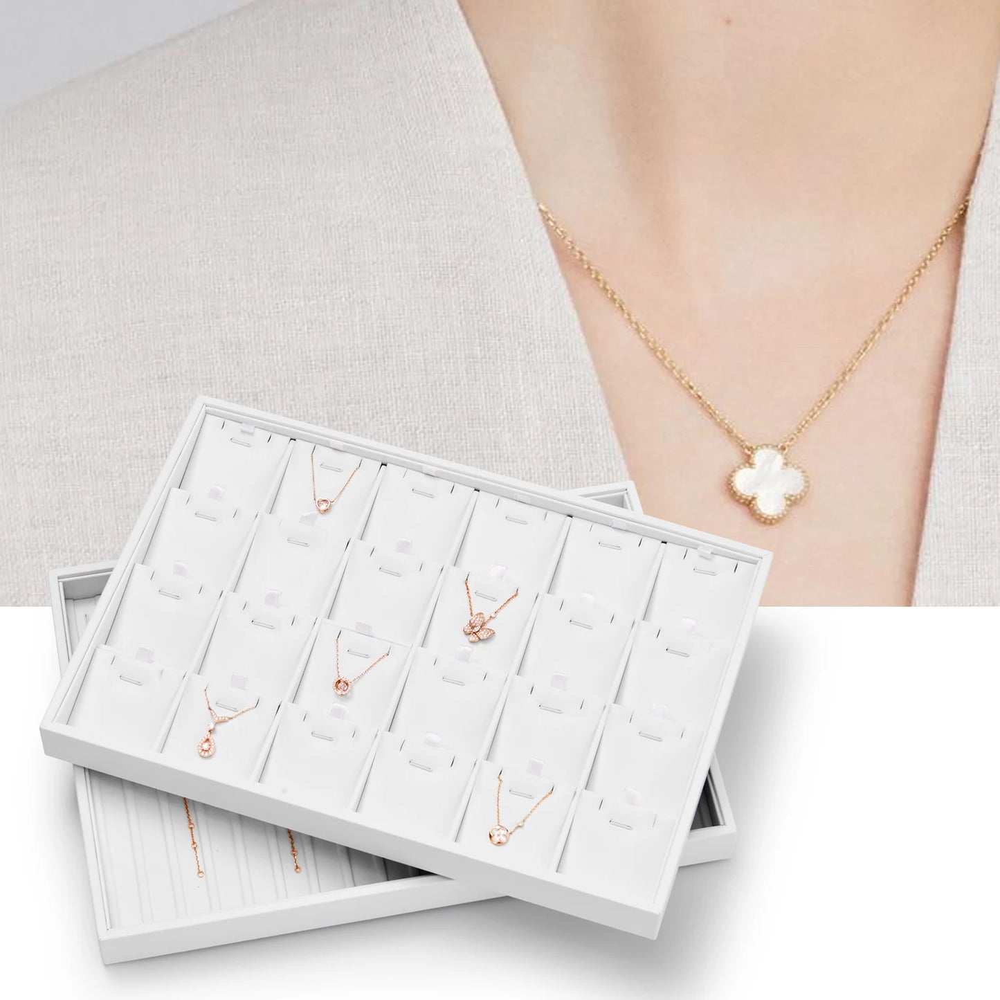 Oirlv New Luxury Orange Leather Stackable Jewelry Tray Jewelry Drawer Organizer Trays Rings Earrings Storage Display Props