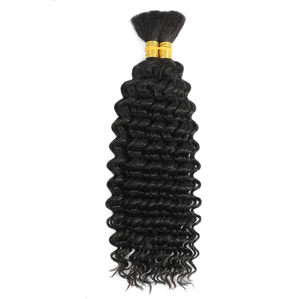 Blonde Human Braiding Hair for Boho Braids Highlights No Weft Virgin Brazilian Curly Deep Wave Bulk Hair Extensions for Braiding