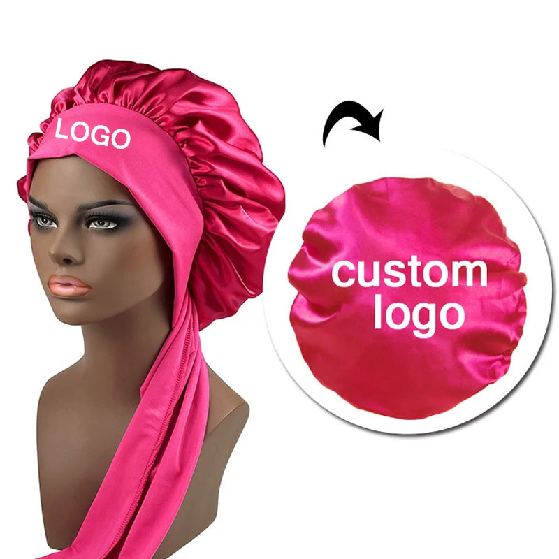 100 Mulberry Silk Hair Bonnet Personalize Logo Satin Sleeping Cap 10-50Pcs Wholesale Overnight Hair Protect Bonnets Anti-Frizzy