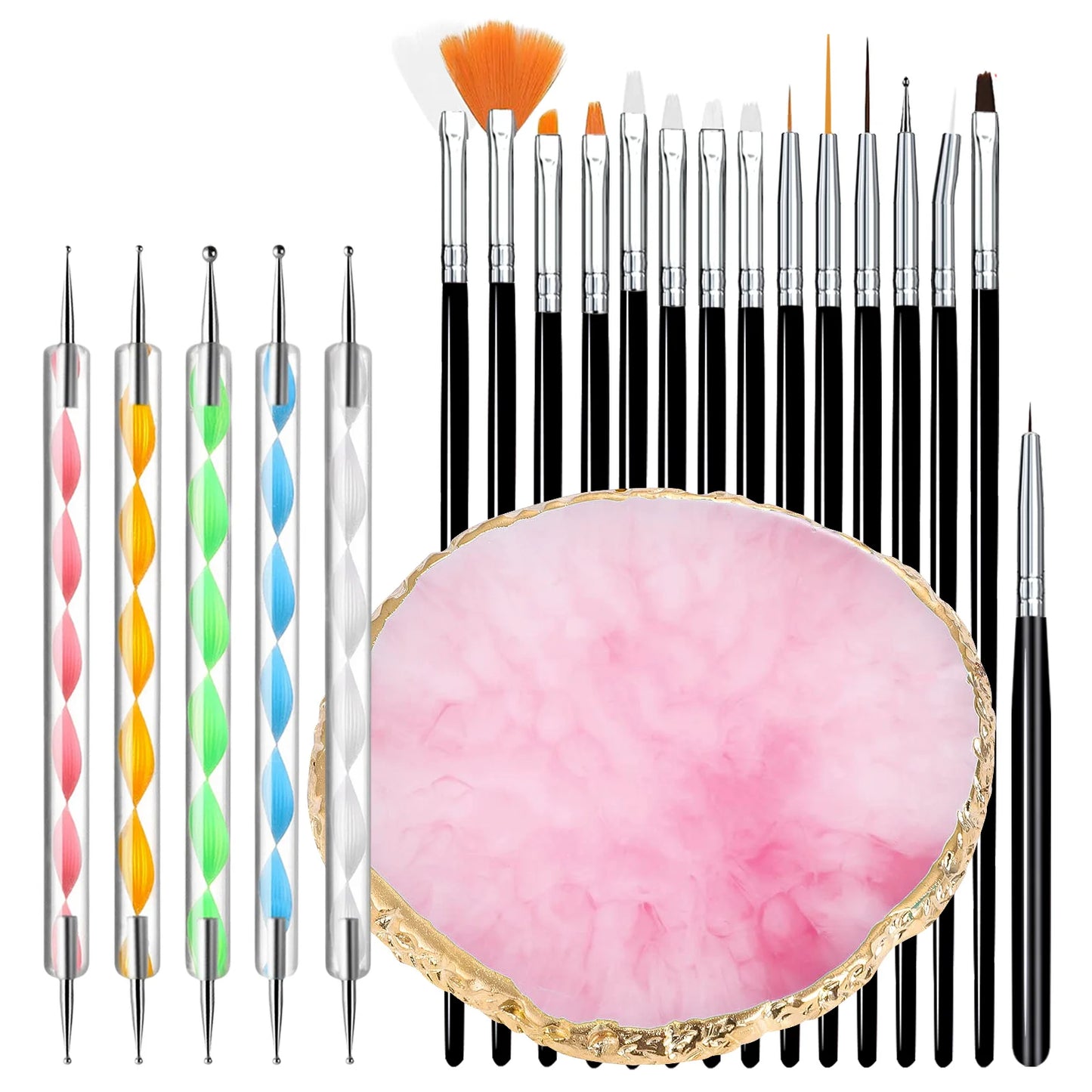 Nail Art Palette Brush Design Tip Painting Drawing Display Carving Dotting Pen Acrylic Gel UV Polish DIY Manicure Set Tools