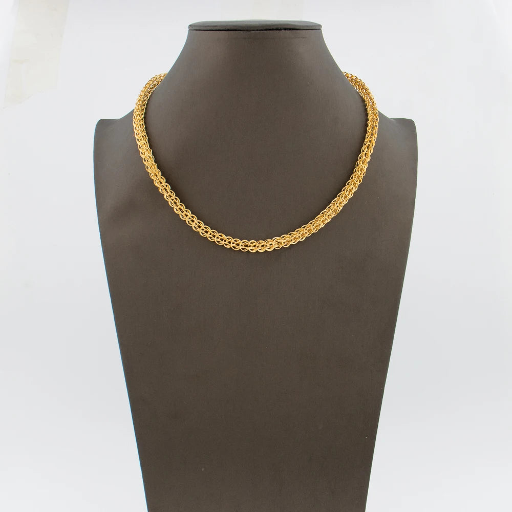 African Dubai Chain Necklace Jewelry Set for Women 18k Gold Color Choker Necklace Waist Belt for Weddings Bridal Jewelry Set