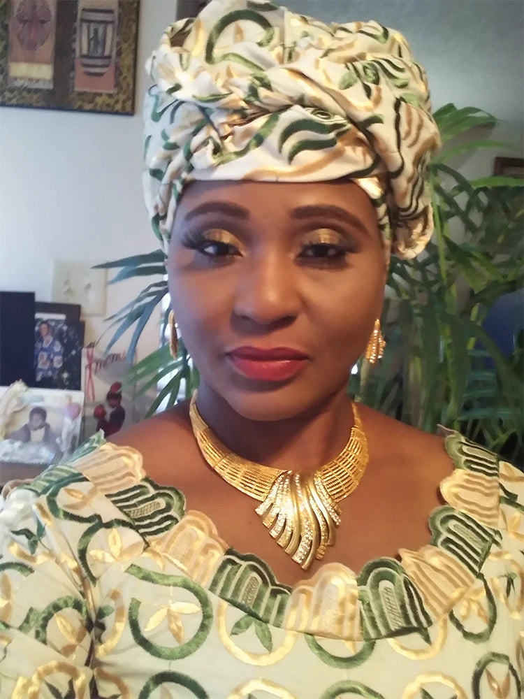 ANIID Nigerian Jewelery Set Wedding Jewelry For Women Dubai 24K Gold Color Jewlery African Designer Earrings Bridal Necklace