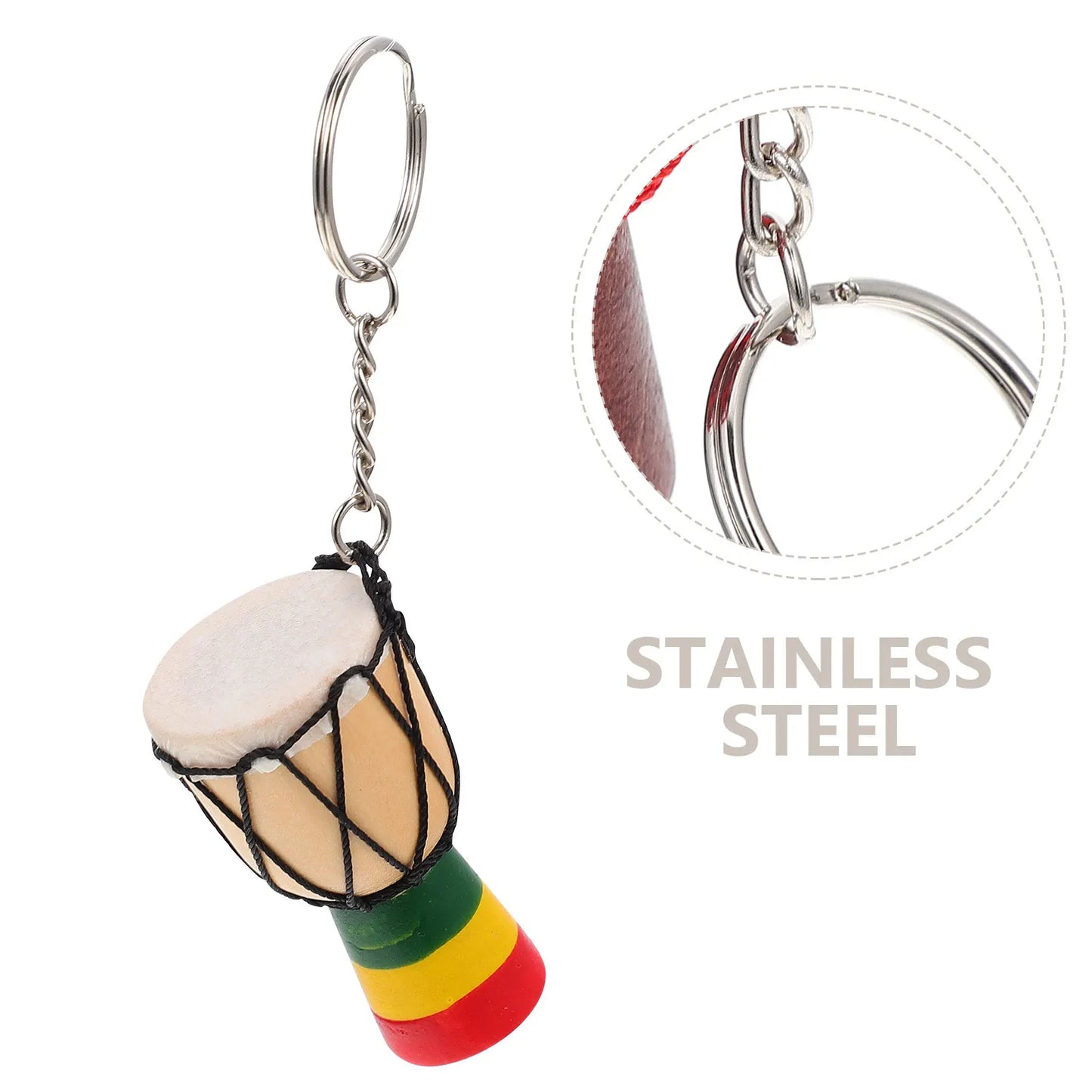 3pcs African Drum Keychains Lovely Key Chain Pendant Handbag Decor Backpack Pendant Wooden Djembe Retro Ring Mini Shape Durable