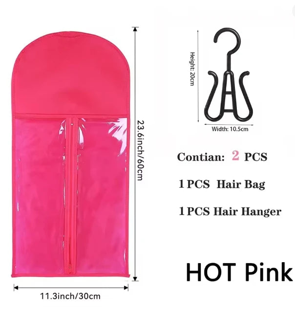 1Set Wig Storage Bag With Hanger Hair Bags With Plastic Hanger For Virgin Hair Black Wig Organizer Hangers For Multiple Wigs New