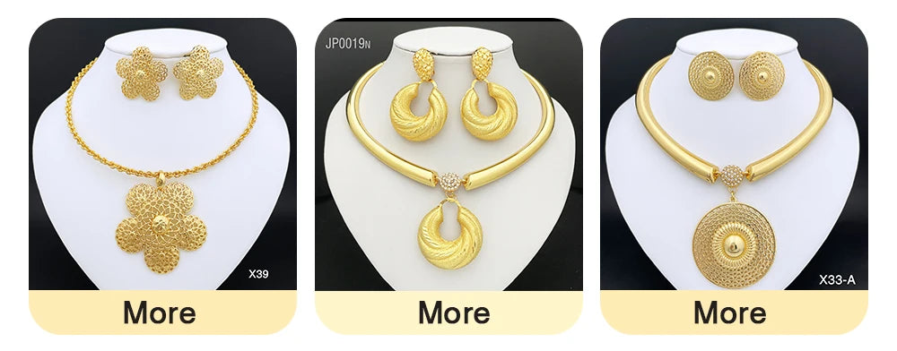 GZJPEI Tricolor Jewelry Set For Nigerian  Bridal Wedding Gift Hight Quality 18K Gold Plated Large Necklace Bracelet Earring Ring