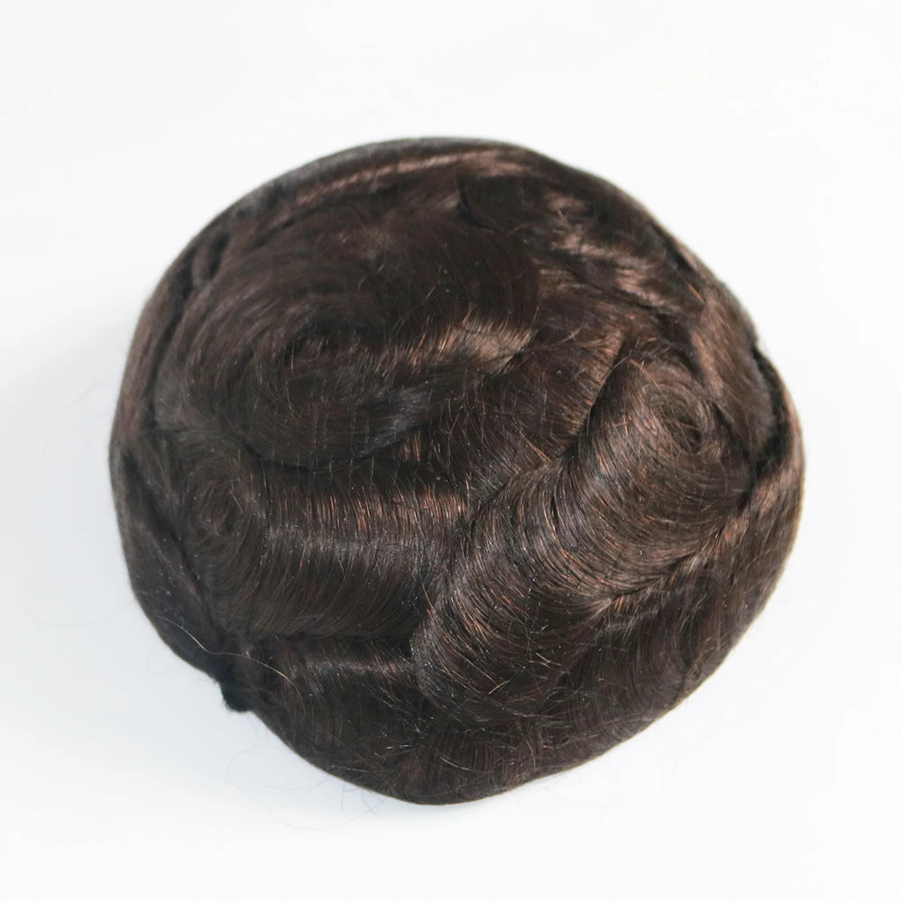 Realistic Men's Toupee Durable NPU Bond Gray Male Human Hair Prosthesis Capillary System Natural Hairline Comfortable Fine Mono