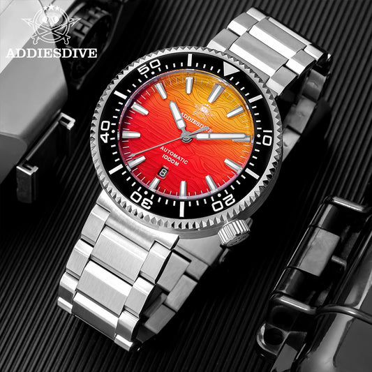 ADDIESDIVE AD2526 Automatic Mechanical Dive Watch Japan 8215 1000M Water Resistant Sapphire Double Dome Ceramic Bezel BGW9