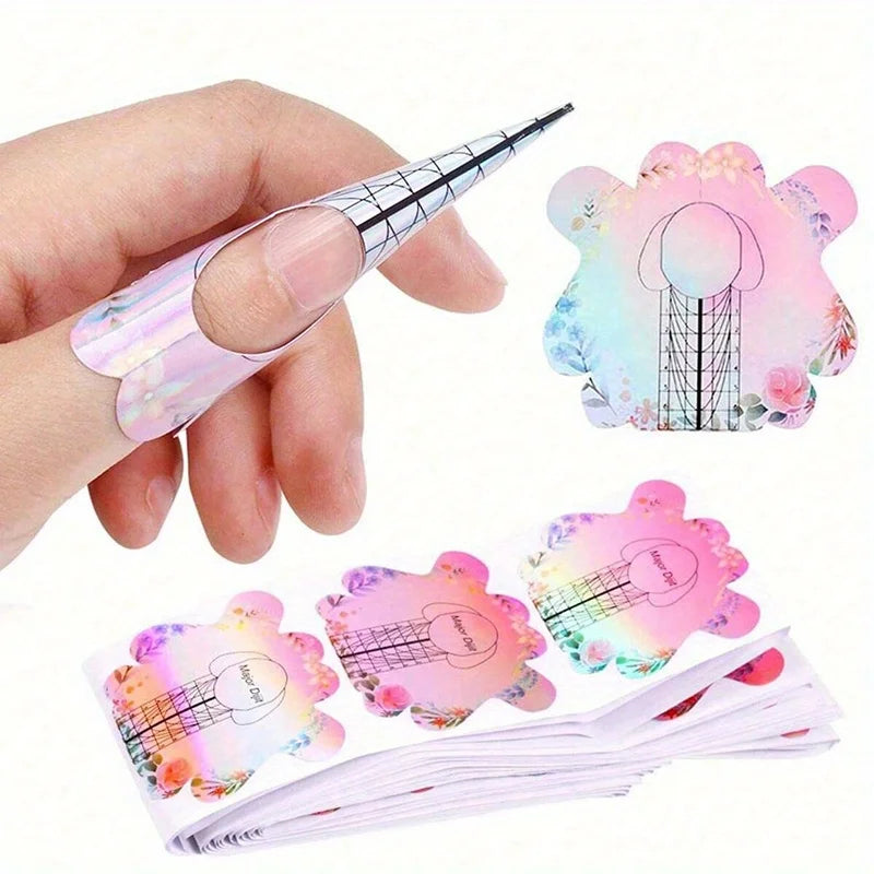 Nails Art UV Gel Tips Extension Builder Form Acrylic French Printed Nail Tip Extension Stencil Stickers for Manicure Tools