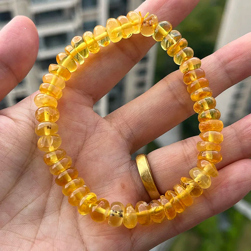 Baltic Plant Amber Bracelet for Women Gift Unique Handmade Irregular Golden Beads New Natural Stone Jewelry Supplier Wholesale