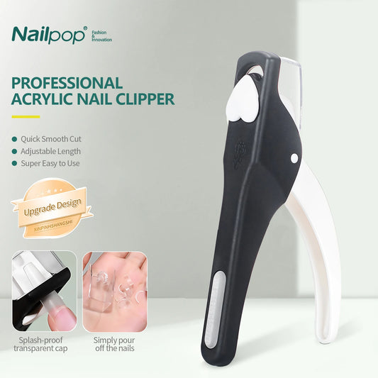 Nailpop Nail Clippers for Acrylic Nails Cutter False Nail Tips Clipper Stainless Steel Blade Manicure for Salon Home Nail Art