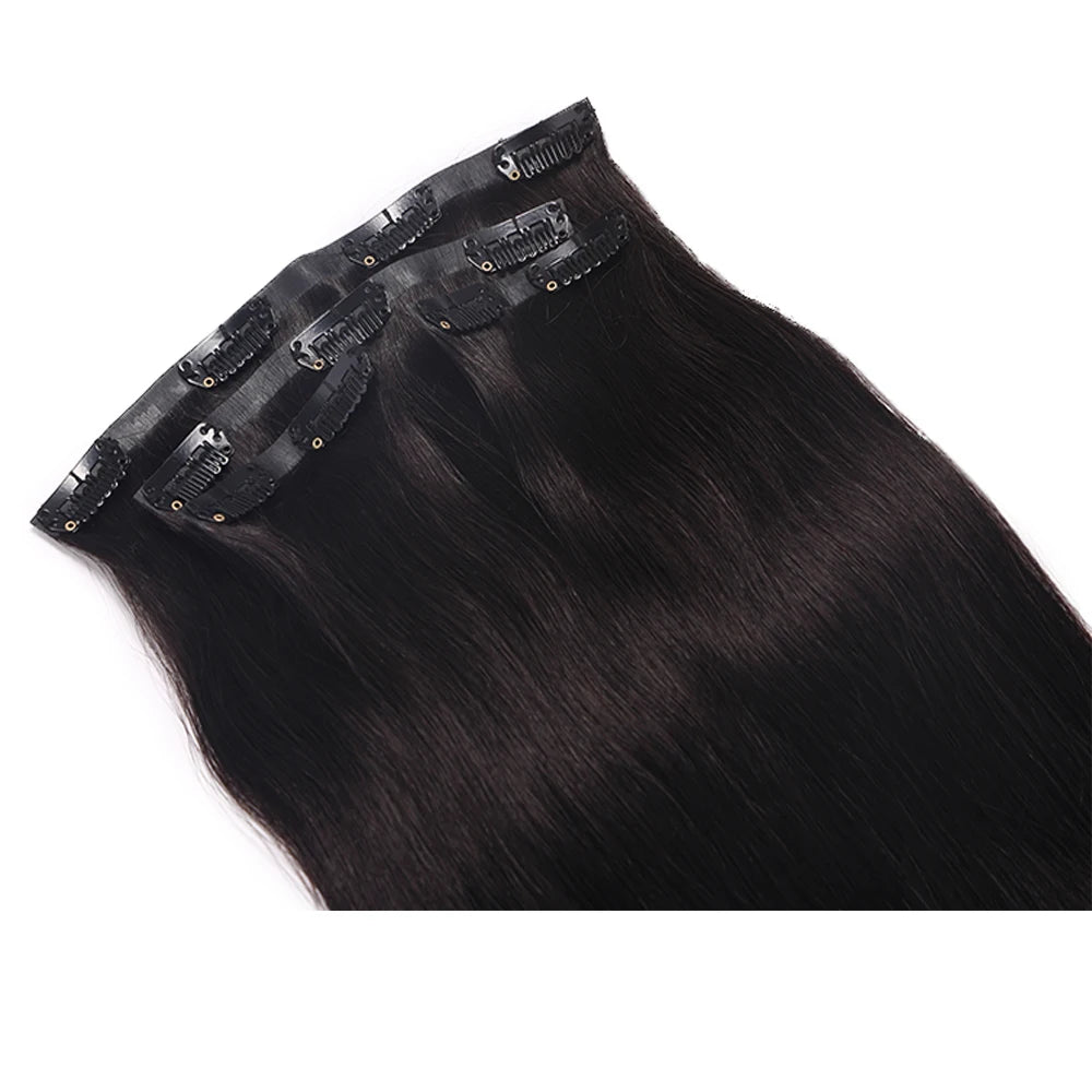 Wholesale Real Clip ins Russian Human Hair 100% Remy Hair Raw Pu Natural Straight Invisible Seamless Clip in Hair Extension