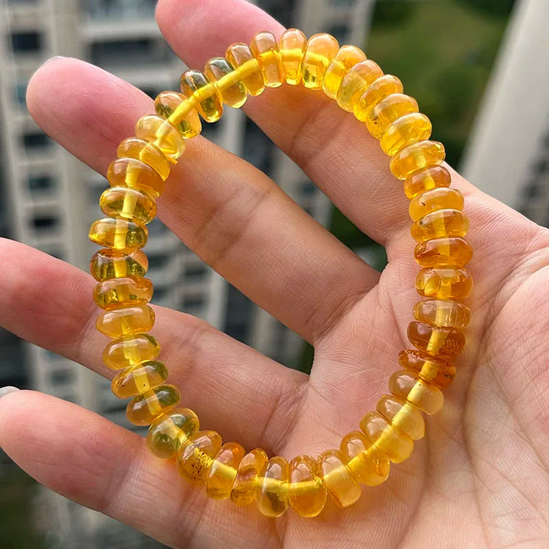 Baltic Plant Amber Bracelet for Women Gift Unique Handmade Irregular Golden Beads New Natural Stone Jewelry Supplier Wholesale