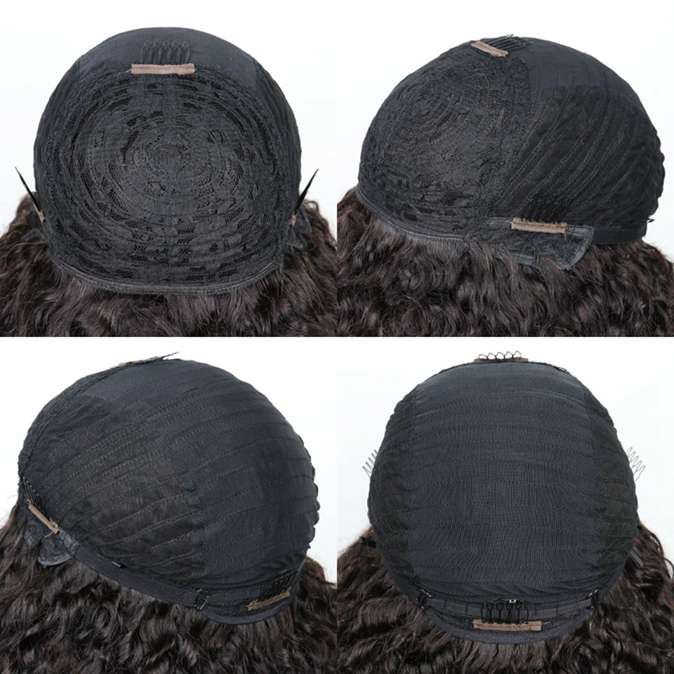 99J Short Afro Kinky Curly Bob with Bangs - Burgundy Glueless Human Hair