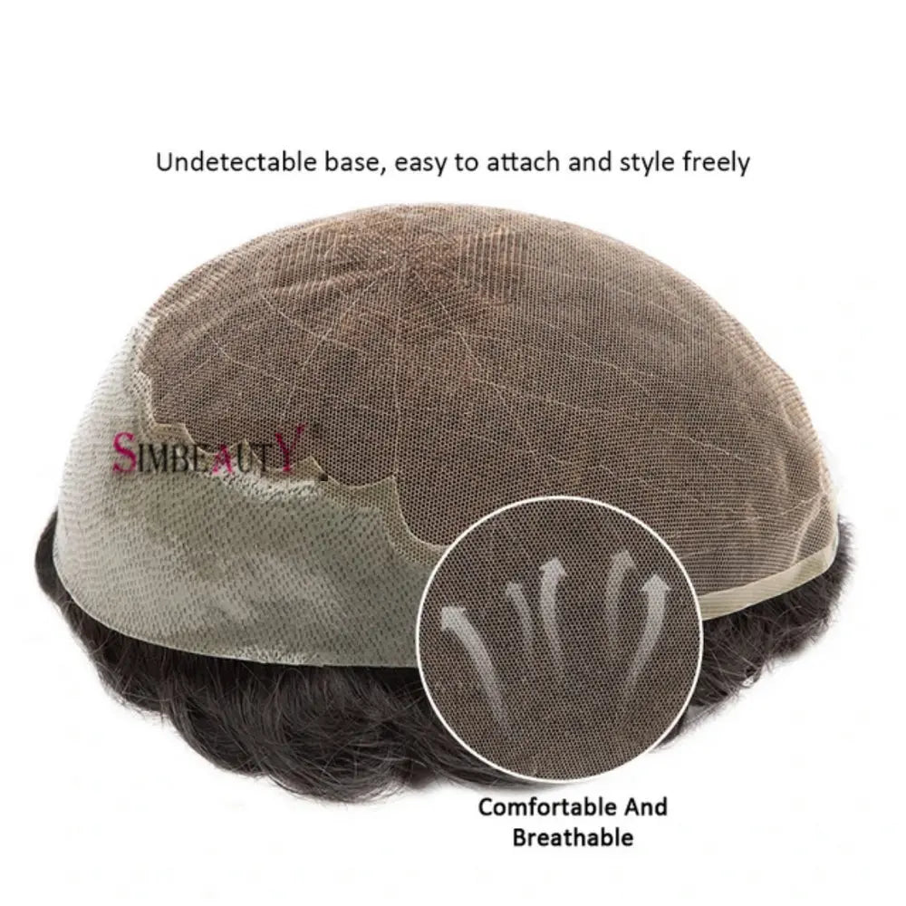 1B20 1B50 Grey Black Hair Breathable Q6 Human Hair Toupee for Men Natural Hairline Bleach Knots Swiss Lace Capillary Prosthesis