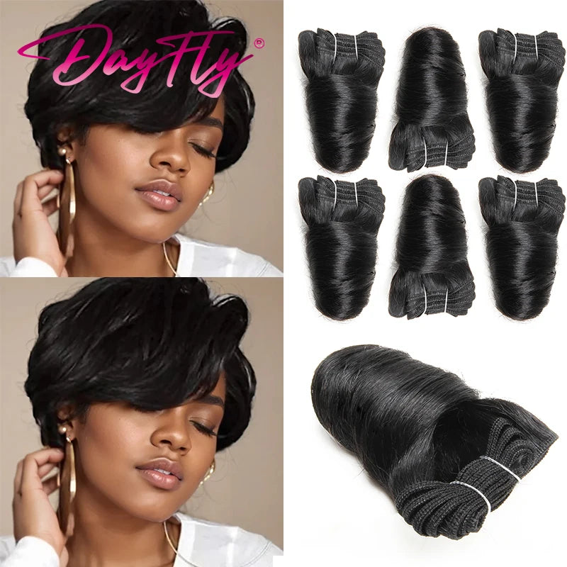 Short Hair Bundles Brazilian Hair Weave Bundles 6 Pcs/Lot Funmi Curly 8-12 Inch Bouncy Curly Hair Extensions For Black Women