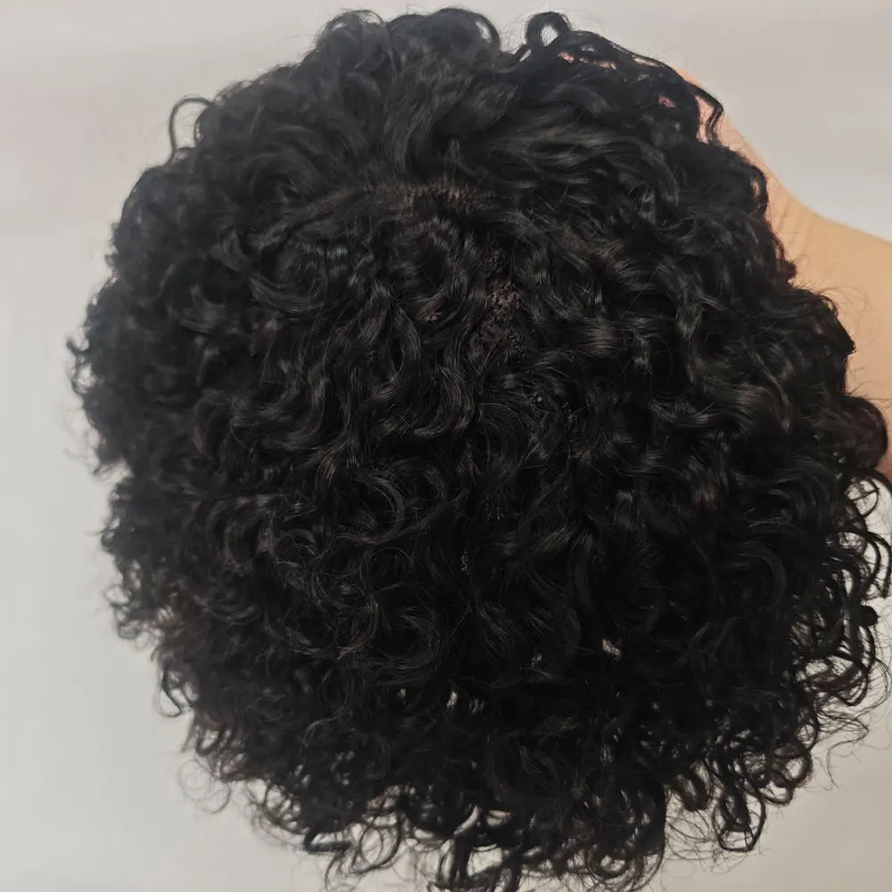 Human Hair Men Toupee Franch Lace Man's Hair Replacement System Wigs Mono Lace Hairpiece With PU Natural Black Color