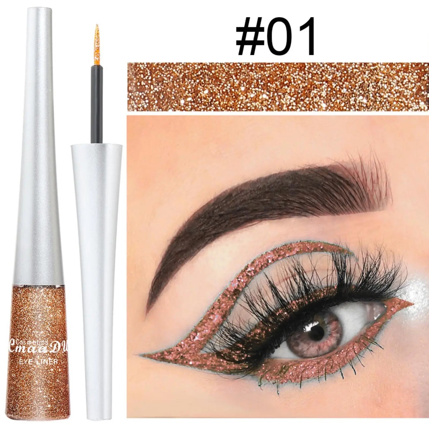 1PC Glittering Liquid Eye Shadow, Eyeliner, Pearlescent Sequins, High Saturation, Easy Makeup Removal, Suitable for Festivals
