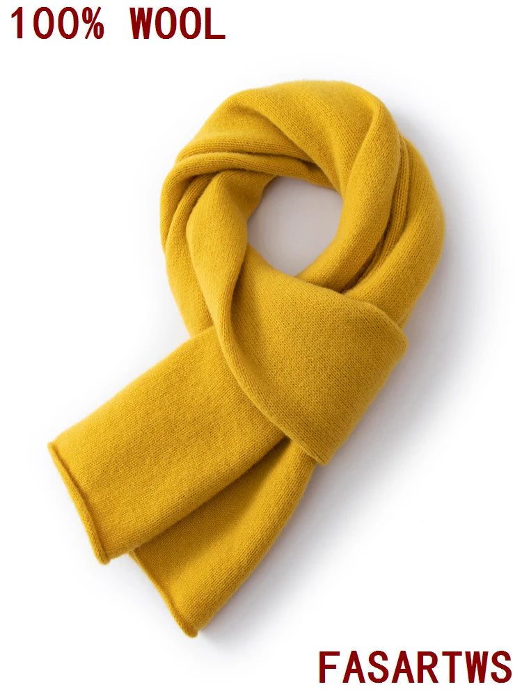 100% Wool Winter Scarf - Knitted Shawl Wrap