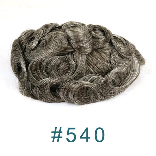 Realistic Men's Toupee Durable NPU Bond Gray Male Human Hair Prosthesis Capillary System Natural Hairline Comfortable Fine Mono