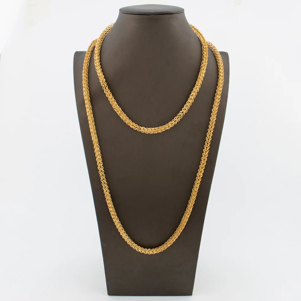 African Dubai Chain Necklace Jewelry Set for Women 18k Gold Color Choker Necklace Waist Belt for Weddings Bridal Jewelry Set