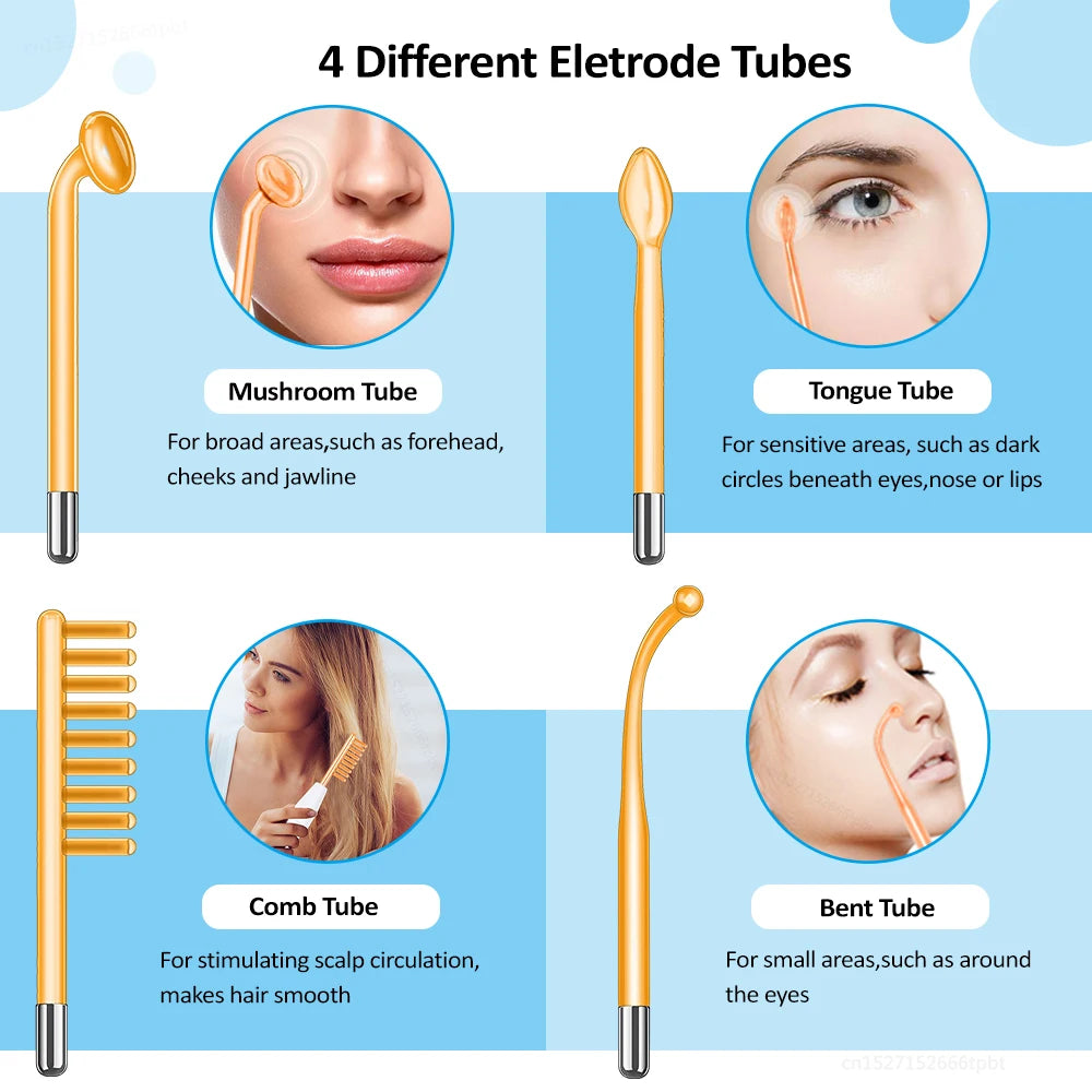 Portable High Frequency Facial Machine Skin Therapy for Face Acne Massage Skin Rejuvenation Tightening Wrinkle Reducing Tool